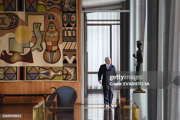 Brazilian President Michel Temer arrives for breakfast with foreign correspondents at Alvorada Palace in Brasilia, on December 6, 2018. Temer summed...