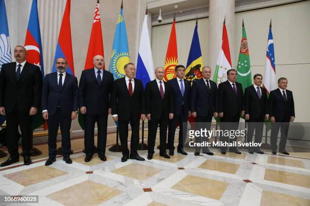 Azeri President Ilkham Aliyev, Armenian Prime Minister Nikol Pashinyan, Belarussian President Alexander Lukashenko, Kazakh President Nursultan...