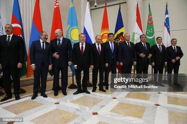 Azeri President Ilkham Aliyev, Armenian Prime Minister Nikol Pashinyan, Belarussian President Alexander Lukashenko, Kazakh President Nursultan...
