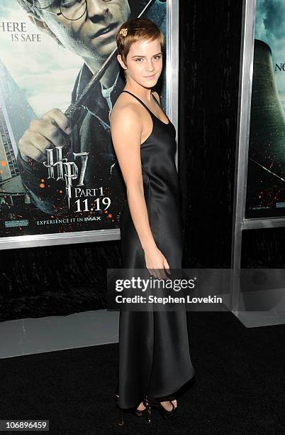 Actress Emma Watson attends the premiere of "Harry Potter and the Deathly Hallows - Part 1" at Alice Tully Hall on November 15, 2010 in New York City.