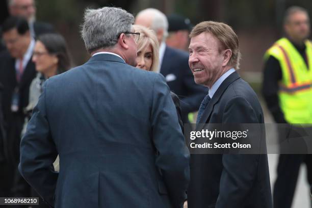 Actor Chuck Norris arrives with other guests for the funeral of President George H.W. Bush at St. Martin's Episcopal Church on December 6, 2018 in...