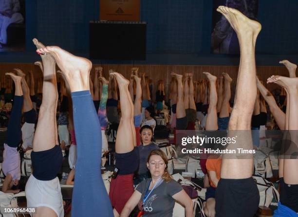 Iyengar Memorial Goya Institute organised a practical session of Iyengar Yoga for 1200 students from 56 countries at Balewadi sports complex, on...
