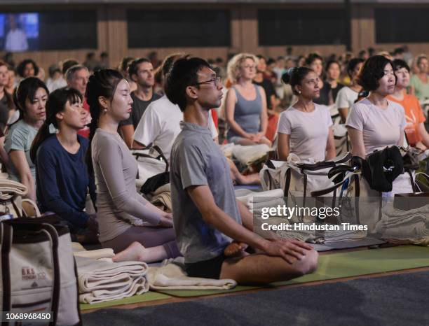 Iyengar Memorial Goya Institute organises a practical session of Iyengar Yoga for 1200 students from 56 countries at Balewadi Sports Complex, on...