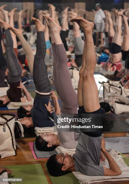 Iyengar Memorial Goya Institute organised a practical session of Iyengar Yoga for 1200 students from 56 countries at Balewadi sports complex, on...