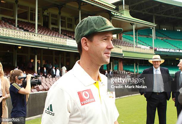 Australia cricket captain Ricky Ponting walks onto the Sydney Cricket Ground during the Channel Nine 2010/11 Ashes Series launch at the Sydney...