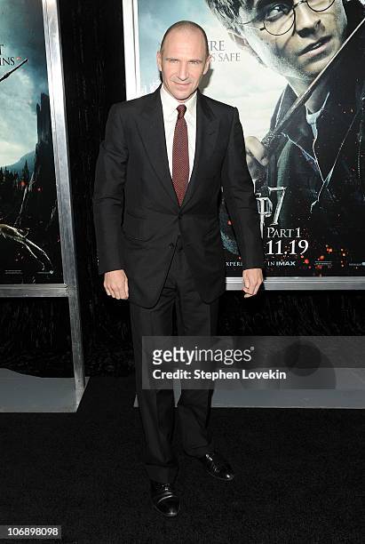 Actor Ralph Fiennes attends the premiere of "Harry Potter and the Deathly Hallows - Part 1" at Alice Tully Hall on November 15, 2010 in New York City.