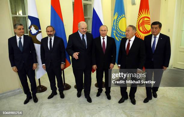 Eurasian Econonic Union Secretary Tigran Sarkisyan, Armenian Prime Minister Nikol Pashinyan, Belarussian President Alexander Lukashenko, Russian...