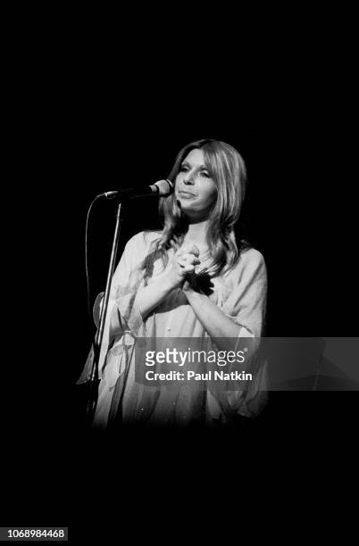 Singer Annie Haslam of Renaissance sings on stage at the Uptown Theater in Chicago, Illinois, July 8, 1979.