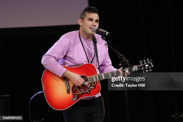 Rostam performs during the 2018 Ally Coalition Talent Show at Town Hall on December 5, 2018 in New York City.