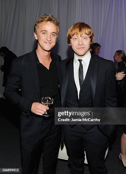 Actors Rupert Grint and Tom Felton attend the premiere of "Harry Potter and the Deathly Hallows: Part 1" after party at Lincoln Square on November...