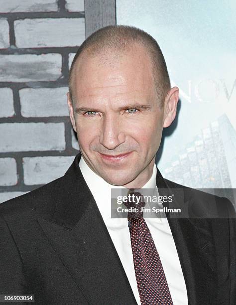 Actor Ralph Fiennes attends the premiere of "Harry Potter and the Deathly Hallows: Part 1" at Alice Tully Hall on November 15, 2010 in New York City.