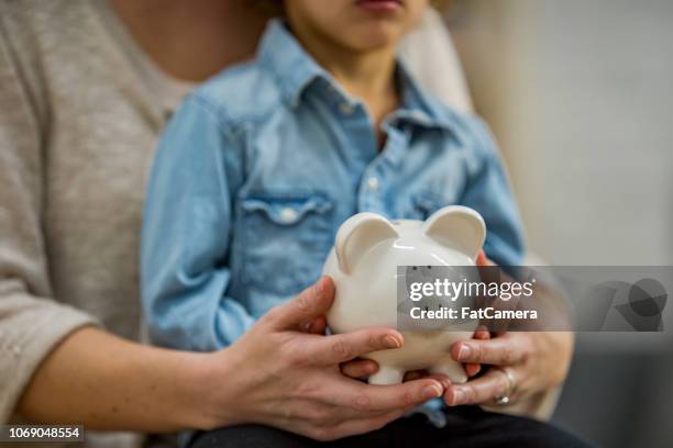 piggy bank - zakgeld stockfoto's en -beelden