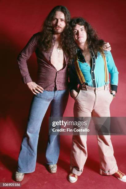 Singer David Coverdale and bassist Glenn Hughes, of British rock group Deep Purple, 1975.