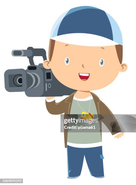 niedliche kameramann - journalist stock-grafiken, -clipart, -cartoons und -symbole