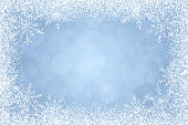 Christmas - Winter white frame on light blue background
