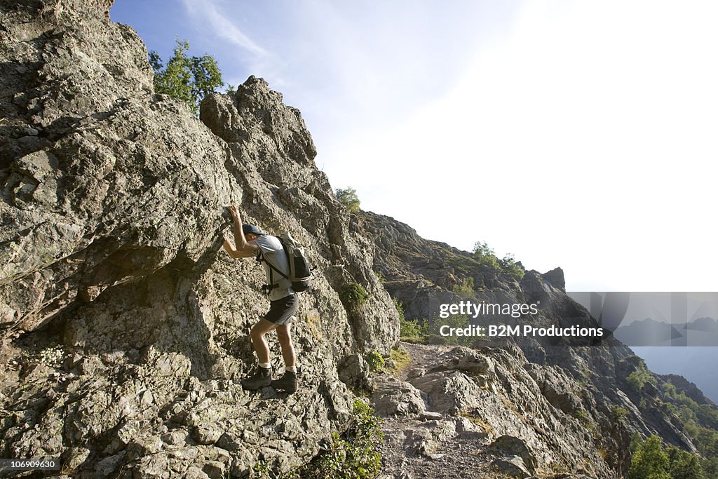 Man hiking on mountain