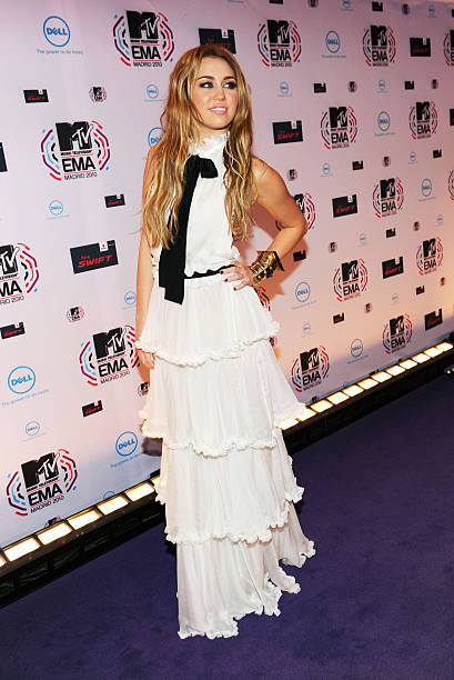 Musician Miley Cyrus attends the MTV Europe Awards 2010 at the La Caja Magica on November 7, 2010 in Madrid, Spain.