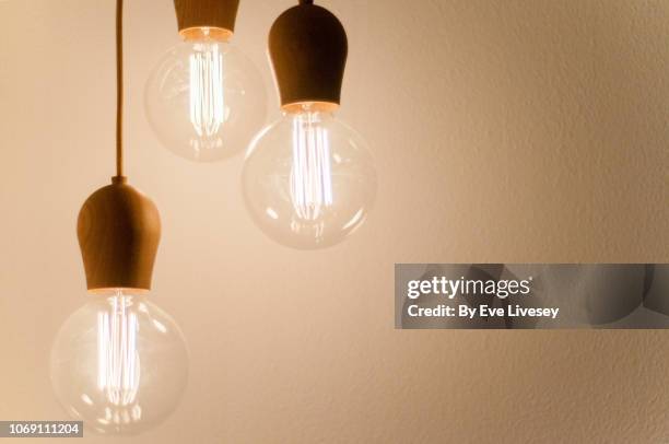 bare lightbulbs - filamento fotografías e imágenes de stock