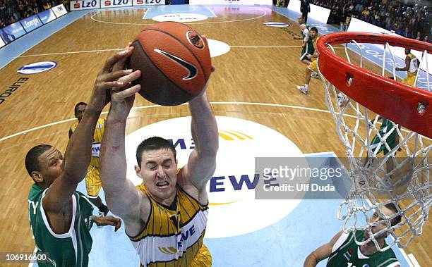 Aron Baynes, #11 of EWE Baskets Oldenburg in action during the Eurocup Basketball Date 1 game between Ewe Baskets Oldenburg and Unics at Ewe Arena on...