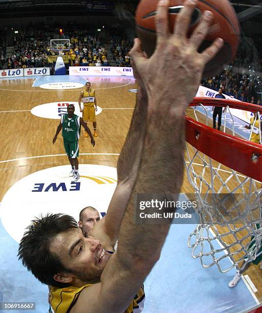 Oliver Stevic, #17 of EWE Baskets Oldenburg in action during the Eurocup Basketball Date 1 game between Ewe Baskets Oldenburg and Unics at Ewe Arena...