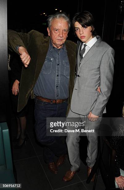 David Bailey with his son Sascha attend the private dinner at Hakkasan Mayfair in support of Malaria No More on November 16, 2010 in London, England.