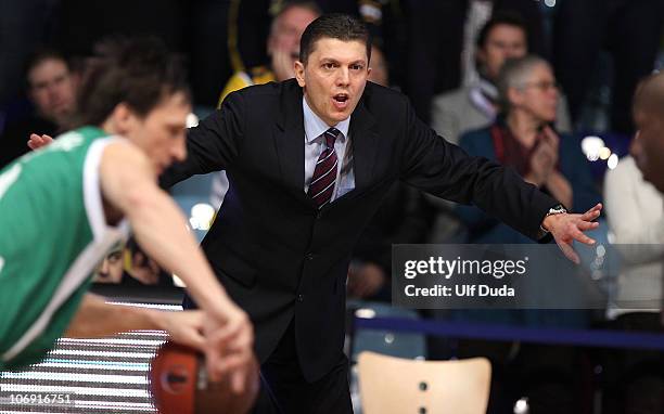 Predrag Krunic, Headcoach of EWE Baskets Oldenburg in action during the Eurocup Basketball Date 1 game between Ewe Baskets Oldenburg v Unics at Ewe...