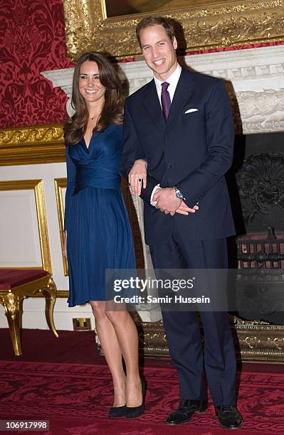 Prince William and Kate Middleton officially announce their engagement at St James's Palace on November 16, 2010 in London, England. After much...