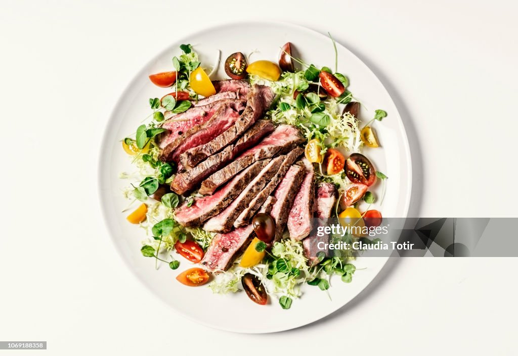 Steak with fresh salad