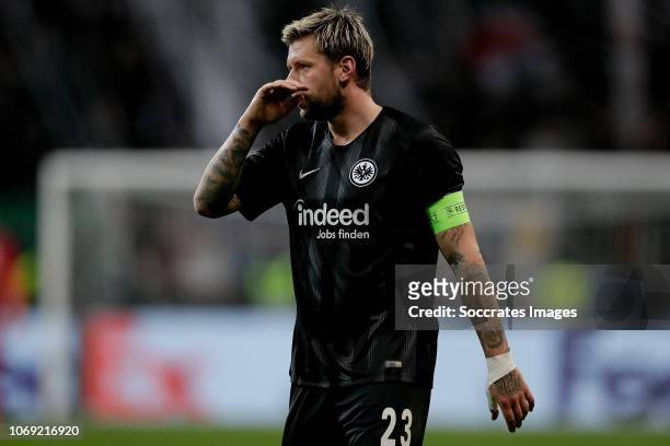 Marco Russ of Eintracht Frankfurt during the UEFA Europa League match between Eintracht Frankfurt v Olympique Marseille at the Commerzbank Arena on...
