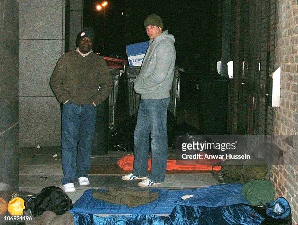Prince William sleeps out in London's streets to raise awareness of Centrepoint's work with homeless young people on December 15, 2009 in London,...
