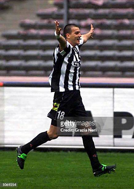 Darko Kovacevic of Juventus celebrates scoring a goal during the Serie A league match between Juventus and Bari played at the Stadio Delle Alpi,...