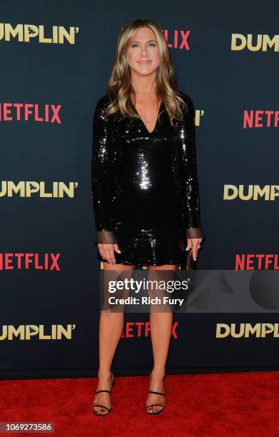 Actress Jennifer Aniston attends the premiere of Netflix's "Dumplin'" at TCL Chinese 6 Theatres on December 6, 2018 in Hollywood, California.