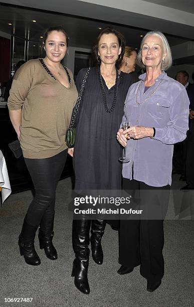 Kristin Scott Thomas , her daughter Hannah Olivennes and her mother Deborah Scott Thomas attend a dinner honouring actress Kathleen Turner at...