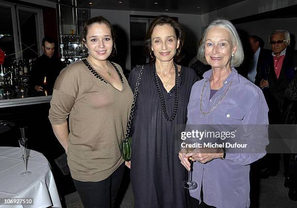 Kristin Scott Thomas , her daughter Hannah Olivennes and her mother Deborah Scott Thomas attend a dinner honouring actress Kathleen Turner at...