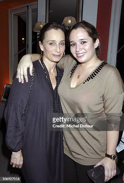 Kristin Scott Thomas and her daughter Hannah Olivennes attend a dinner honouring actress Kathleen Turner at Petrossian on November 7, 2010 in Paris,...