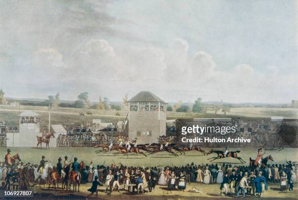 Race at Ascot in Berkshire, 1820. Drawn and engraved by James Pollard.