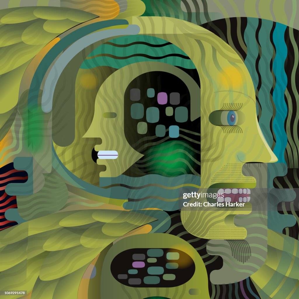 Digital Head Abstract Abstract Thinking Digital Head Concept Illustration High-Res Stock ...