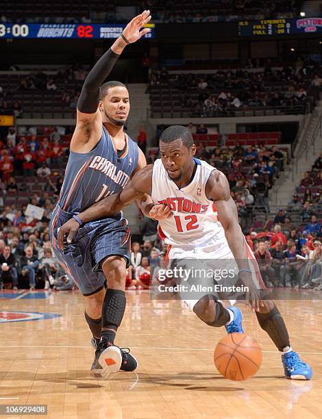 Will Bynum of the Detroit Pistons handles the ball during a game against the Charlotte Bobcats on November 5, 2010 at The Palace of Auburn Hills in...