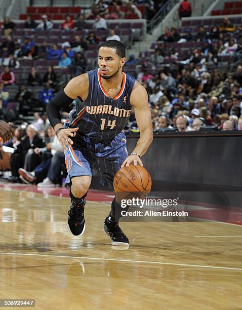 Augustin of the Charlotte Bobcats walks on the court during a game against the Detroit Pistons on November 5, 2010 at The Palace of Auburn Hills in...