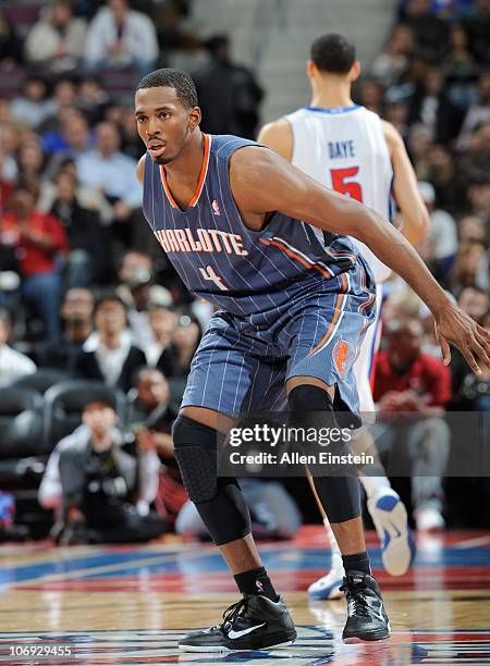 Derrick Brown of the Charlotte Bobcats stands on the court during a game against the Detroit Pistons on November 5, 2010 at The Palace of Auburn...