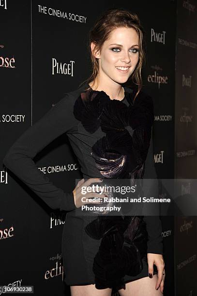 Kristen Stewart attends a screening of "The Twilight Saga: Eclipse" hosted by The Cinema Society and Piaget at the Crosby Street Hotel on June 28,...