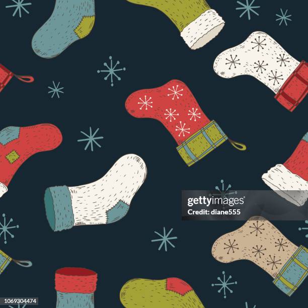 old fashioned christmas background - christmas stocking background stock illustrations
