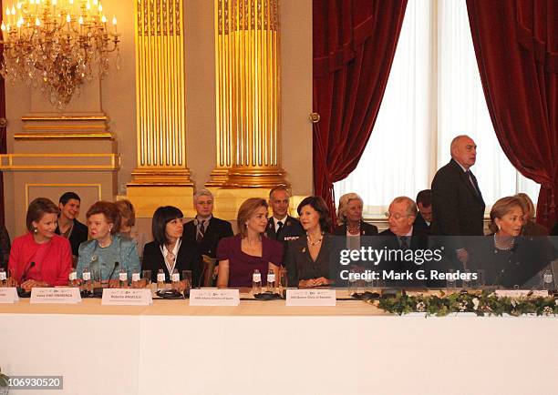 Princess Mathilde of Belgium, Madame Vaira Vike- Freiberga, Madame Roberta Angelilli, Princess Cristina of Spain, Queen Silvia of Sweden, King Albert...