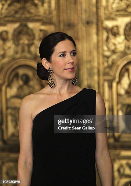 Danish Crown Princess Mary, who is pregnant with twins, attends a reception and dinner in honour of her and her husband, Danish Crown Prince...