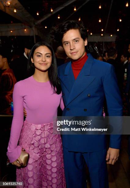 Camila Mendes and Cole Sprouse attends the 2018 GQ Men of the Year Party at a private residence on December 6, 2018 in Beverly Hills, California.