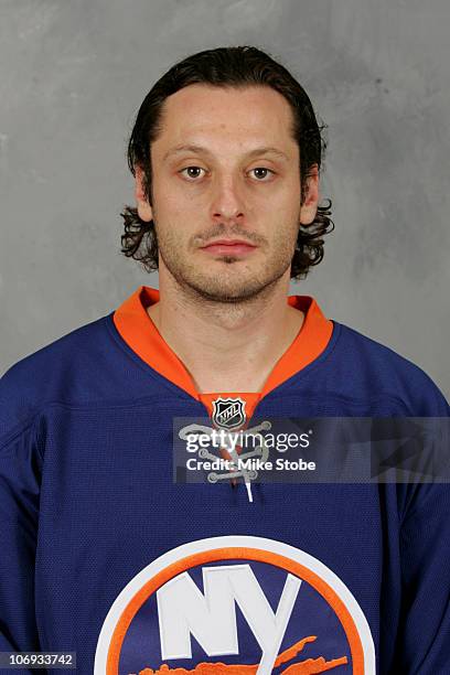 Mark Streit of the New York Islanders poses for his official head shot on September 12, 2009 at Nassau Coliseum in Uniondale, New York.