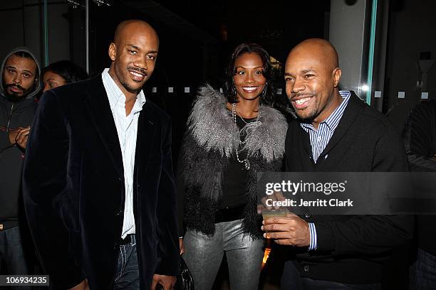 Stephon Marbury, Latasha Marbury and DJ D-Nice attend a Hennessey Black party to celebrate DJ D-Nice signing to Roc Nation DJ's at The Cooper Square...