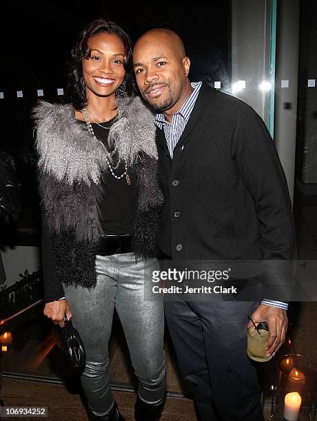 Latasha Marbury and DJ D-Nice attend a Hennessey Black party to celebrate DJ D-Nice signing to Roc Nation DJ's at The Cooper Square Hotel on November...