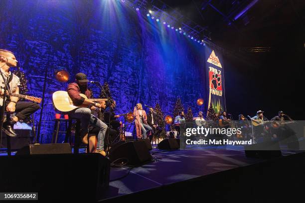 Jordan Davis, Kelsea Ballerini, Luke Combs, Maren Morris, John Osborne and T.J. Osborne of Brothers Osborne perform on stage during the Hometown...