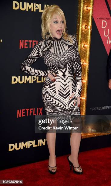Dolly Parton arrives at the premiere of Netflix's "Dumplin'" at the Chinese Theater on December 6, 2018 in Los Angeles, California.